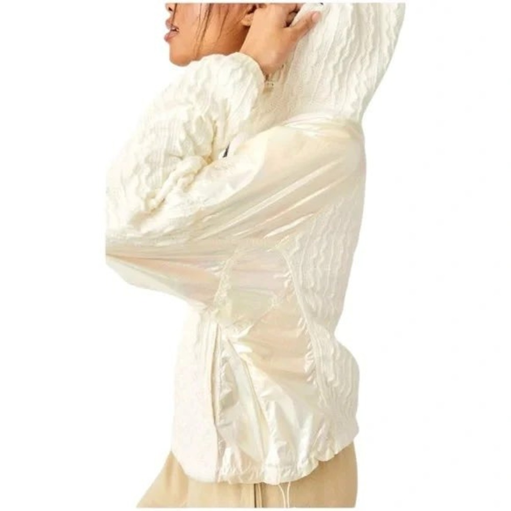 Free People Movement Knit 1/2 Zip Sweetest Pulllover Sweater Ivory Iridescent L - Picture 2 of 8